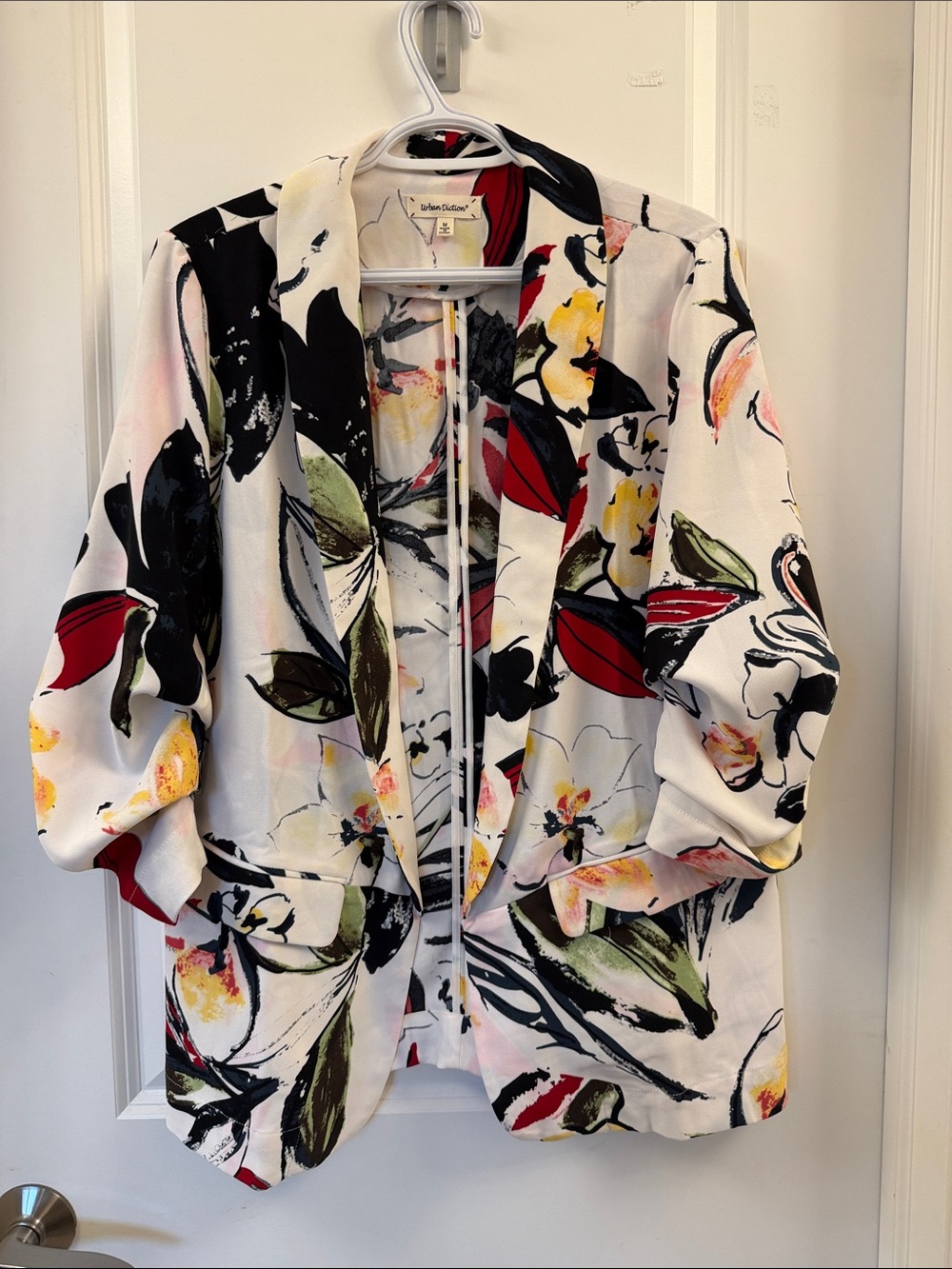Women’s Floral Open-Front Blazer Jacket - White Multi